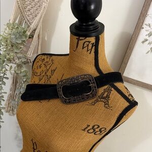 Free People Black Belt with Silver Buckle NWOT